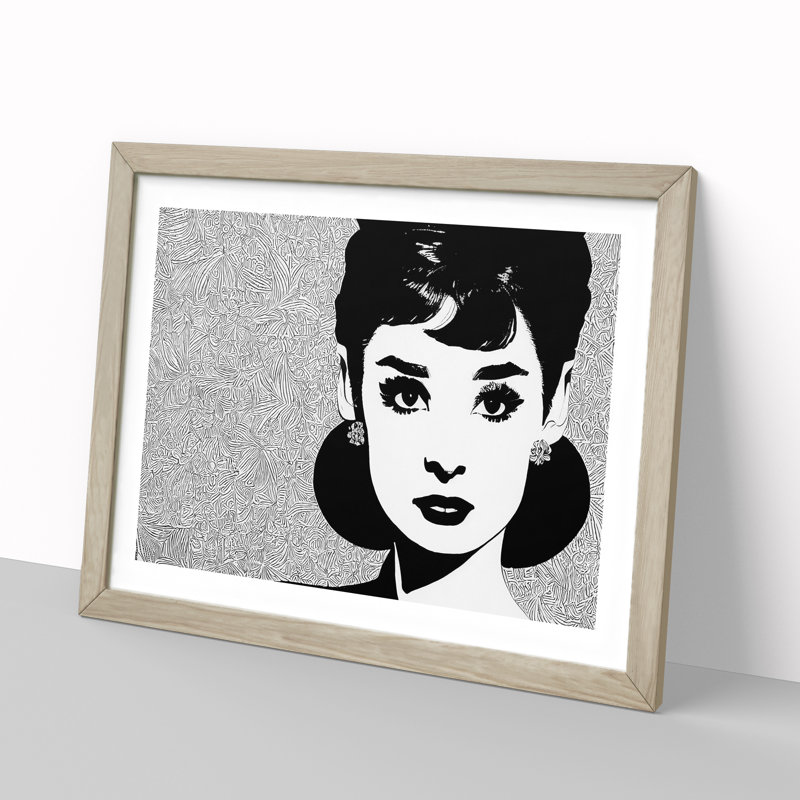Audrey Hepburn Monochrome Vol.1 1 Piece Single Picture Frame Wall Art, 34cm H x 46cm W x 2cm D, Oak Framed