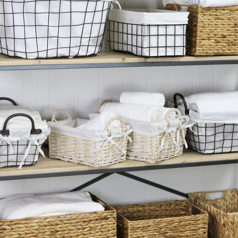 Gracie Oaks Wicker Decorative Basket, White