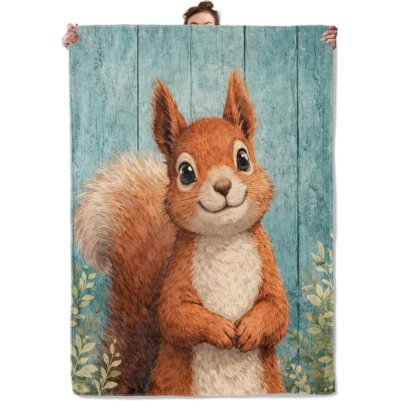Joli jeté en flanelle écureuil Woodland, charmant décor de faune sauvage pour les ados, amoureux des animaux rustiques, douillets en molleton léger, chambre à coucher, dortoir, camping, cadeaux de voyage, 50 x 40 po