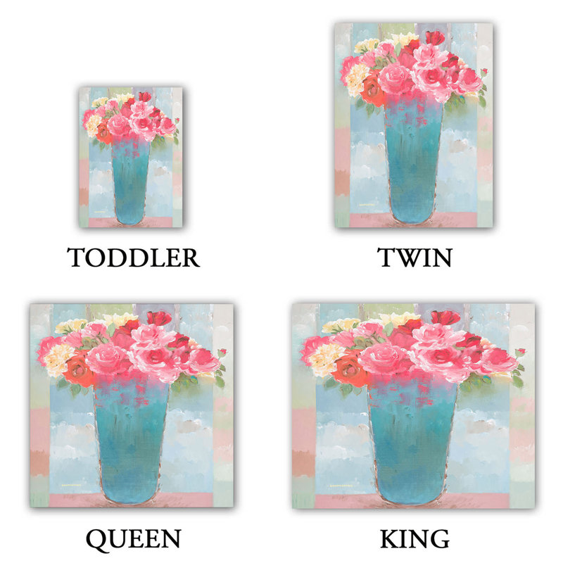 Ensemble de housse de couette roses en vase, 1 housse de couette grand + 2 taies standards