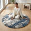 Tapis d'intérieur bleu à poils longs Alban-671491935