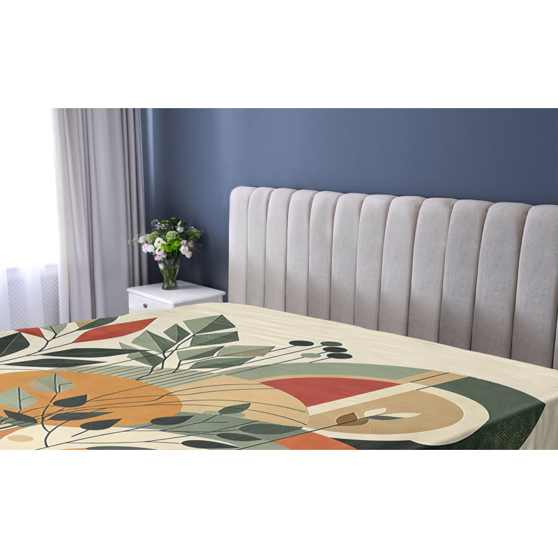 Drap-housse Ambesonne Monstera_ Botanique abstrait moderne_ Écume de mer de Sienne brûlée pâle, Drap-housse de taille simple
