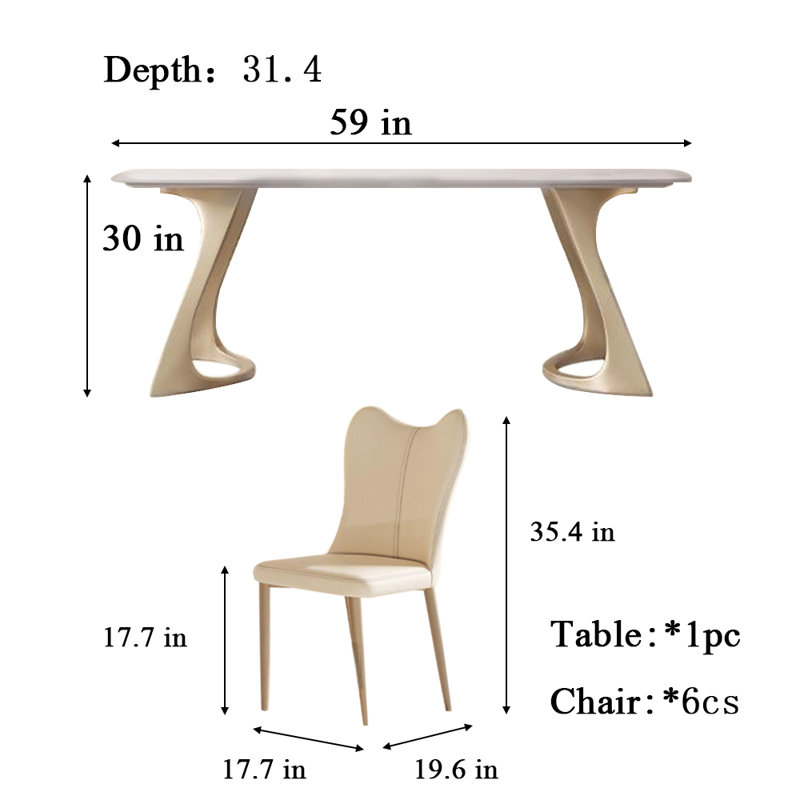 Ensemble de salle à manger Tamirlan, H 30 po x L 59 po x l 31,4 po