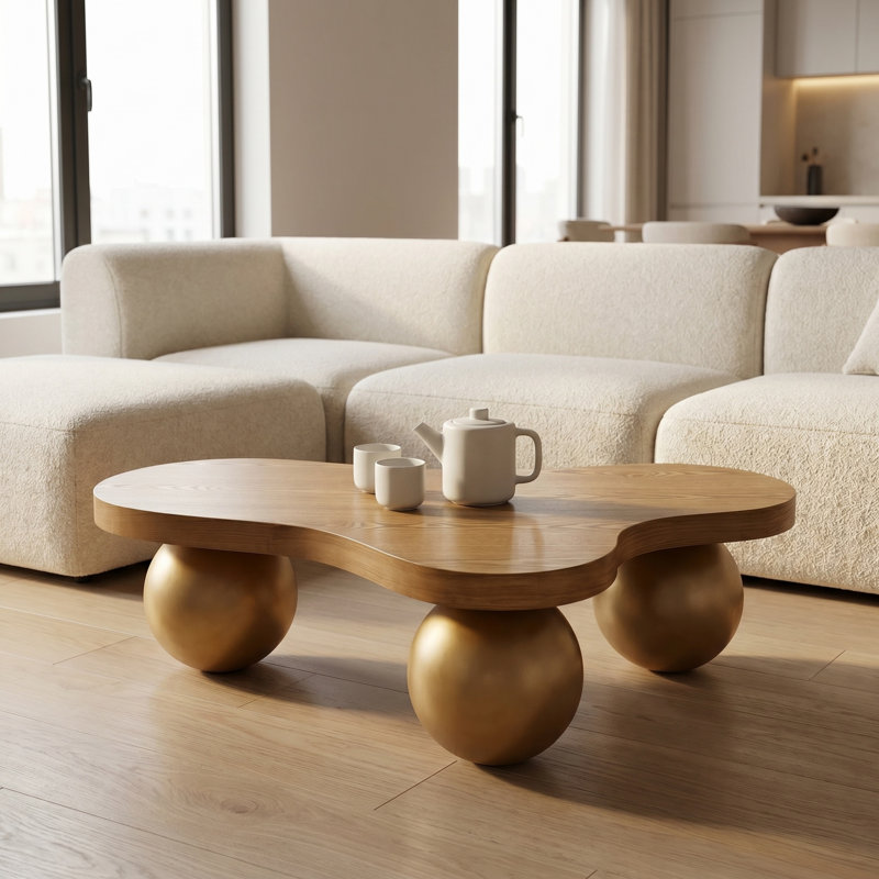 Table basse en forme de nuage, Brun
