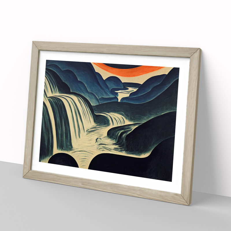 Dazzling Waterfall Abstract - Framed Print, 25cm H x 34cm W x 2cm D, Oak