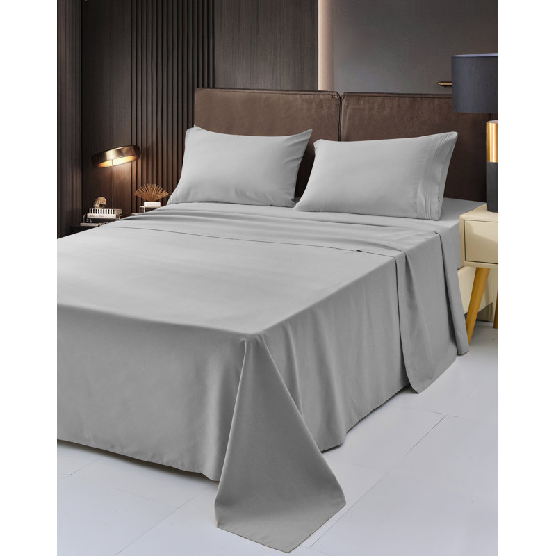 Ensemble de draps 1800 en rayonne de bambou, Grand, Argent