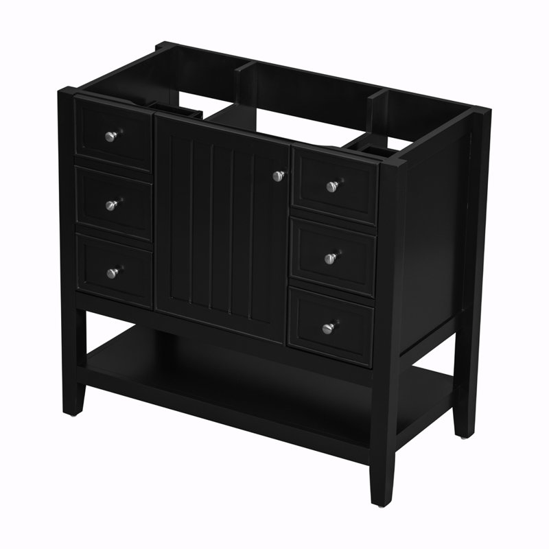 Meuble-lavabo simple 35,5 po avec plateau en bois manufacturé Sharvin, Noir