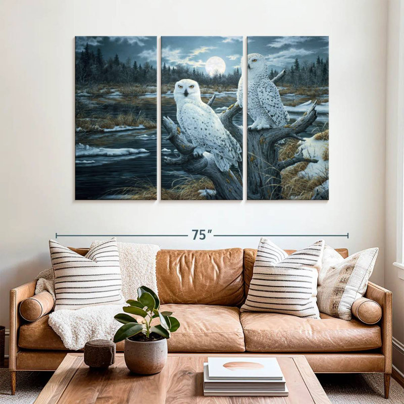Brampt Two Snowy Owls, 42" H x 65" W