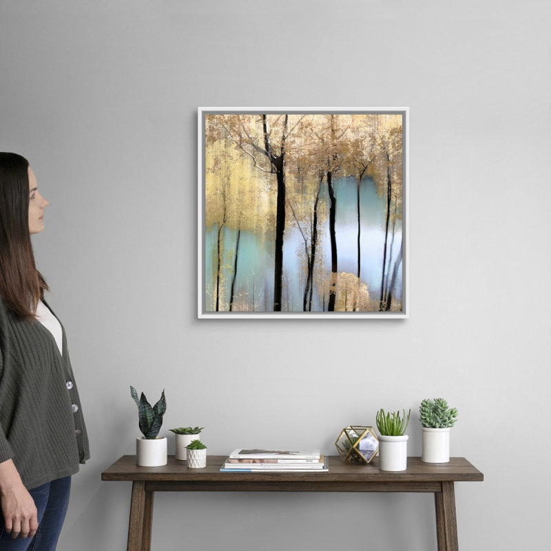 «Pastel Pond» par Alex Hanson - reproduction d'art sur toile, H 26 po x l 26 po x P 1,75 po, Toile encadrée flottée blanche