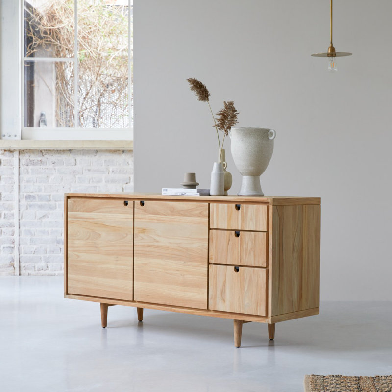 Jonàk 57.09 " W Solid Wood Sideboard, Beige/Natural