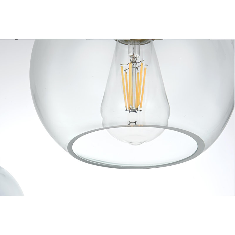 Snead 3-Light Globe Kitchen Island Pendant, Clear, Gold
