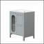Meuble-lavabo gris 24 po avec lavabo, deux tiroirs, tablette réglable et élégante porte en verre Moru pour salle de bain moderne-698924407