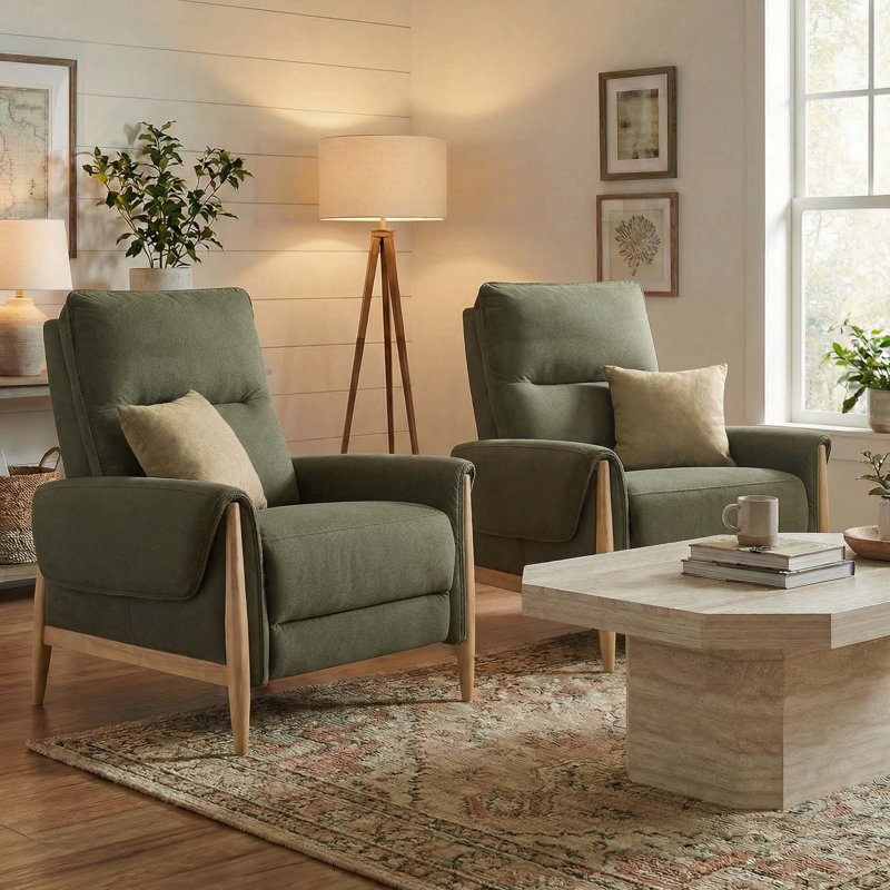 Fauteuil inclinable manuel rembourré, Mélange de polyester / vert