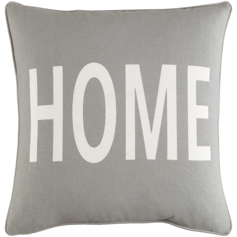 Manylath Cotton Reversible Throw Pillow, Gray/White, Polyester/Polyfill