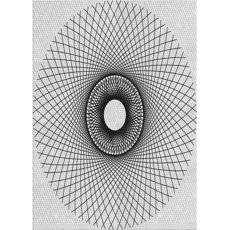 Tapis noir/blanc cassé à motifs, Rectangle 7 pi x 10 pi