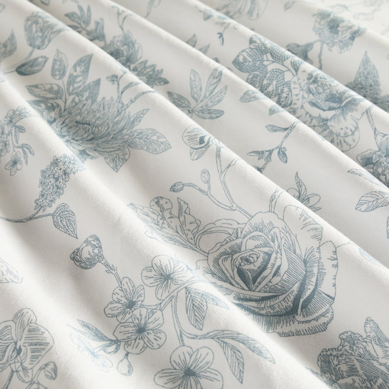 Cotton Blend Floral Shower Curtains, Blue Floral