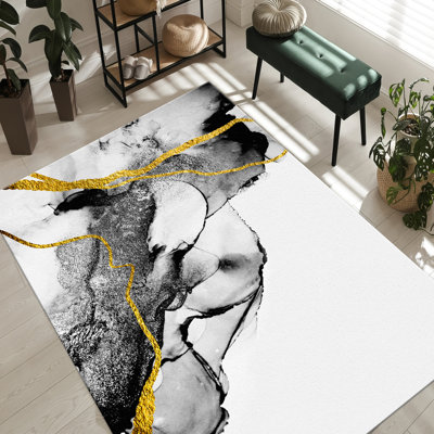 Tapis à poils doux avec un motif géométrique complexe pour une sensation élégante et confortable dans votre espace de vie