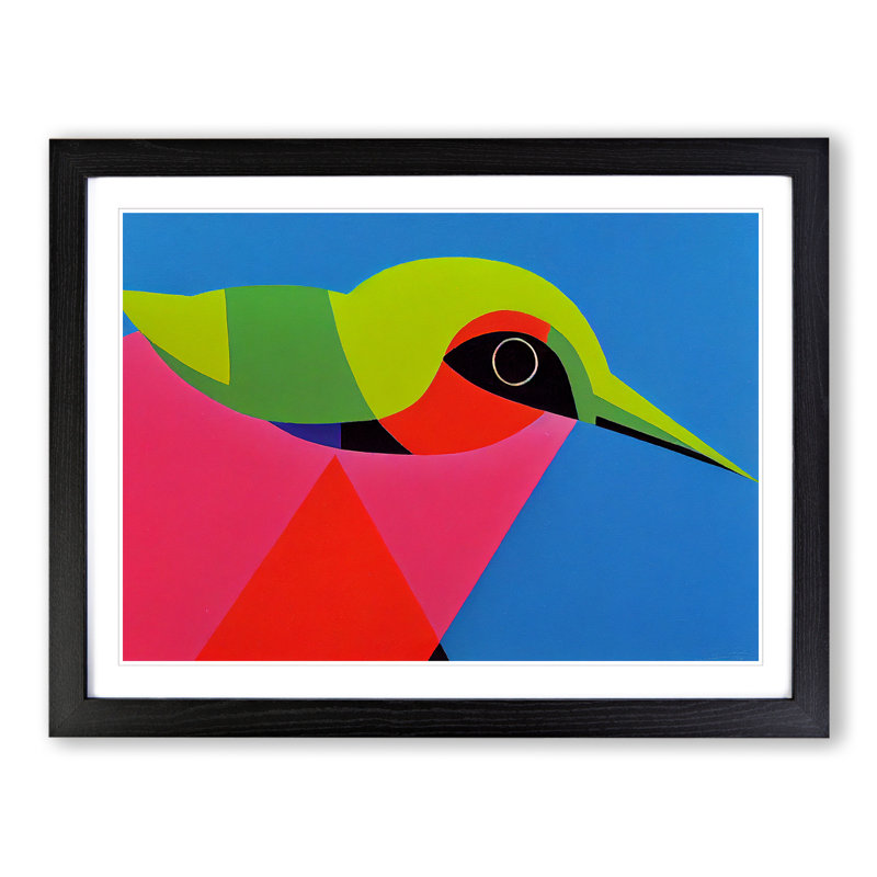 Edgy Abstract Hummingbird - Single Picture Frame Print, Black Framed, 34cm H x 46cm W x 2cm D