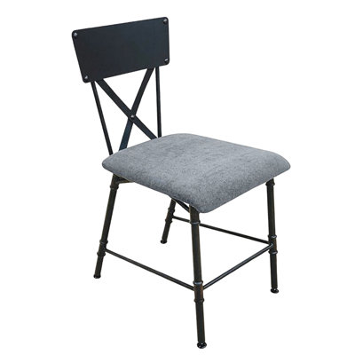 Sandy Grey Office Chair With Antique Oak Style - Upholstered Seat Cushion For Workdays, Construction Metal & Composite Wood, Modern Comfort,