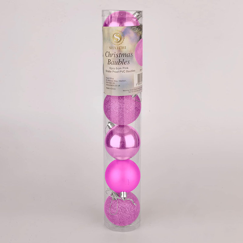 Polyvinyl Chloride (PVC) Bauble, Pink, 6cm H x 6cm W x 6cm D