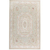 Hand-Knotted High-Quality Green and Ivory Area Rug