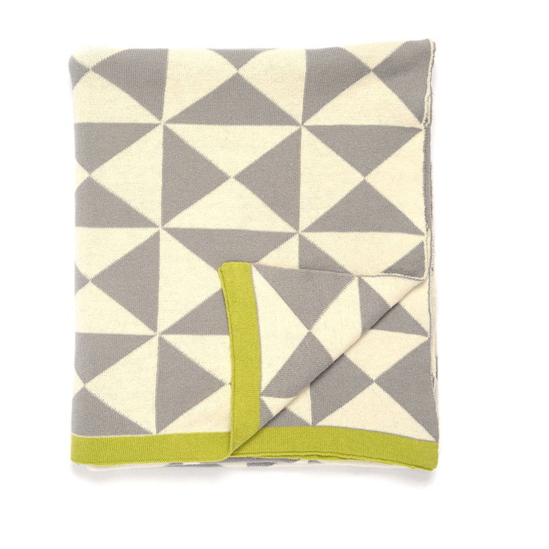 Wind Farm Knitted Throw Blanket, Gray/Natural/Green