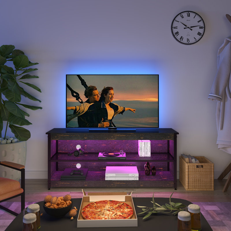 Meuble télé pour téléviseur de 65 po ou moins Antenore, Noir doré, 55.12