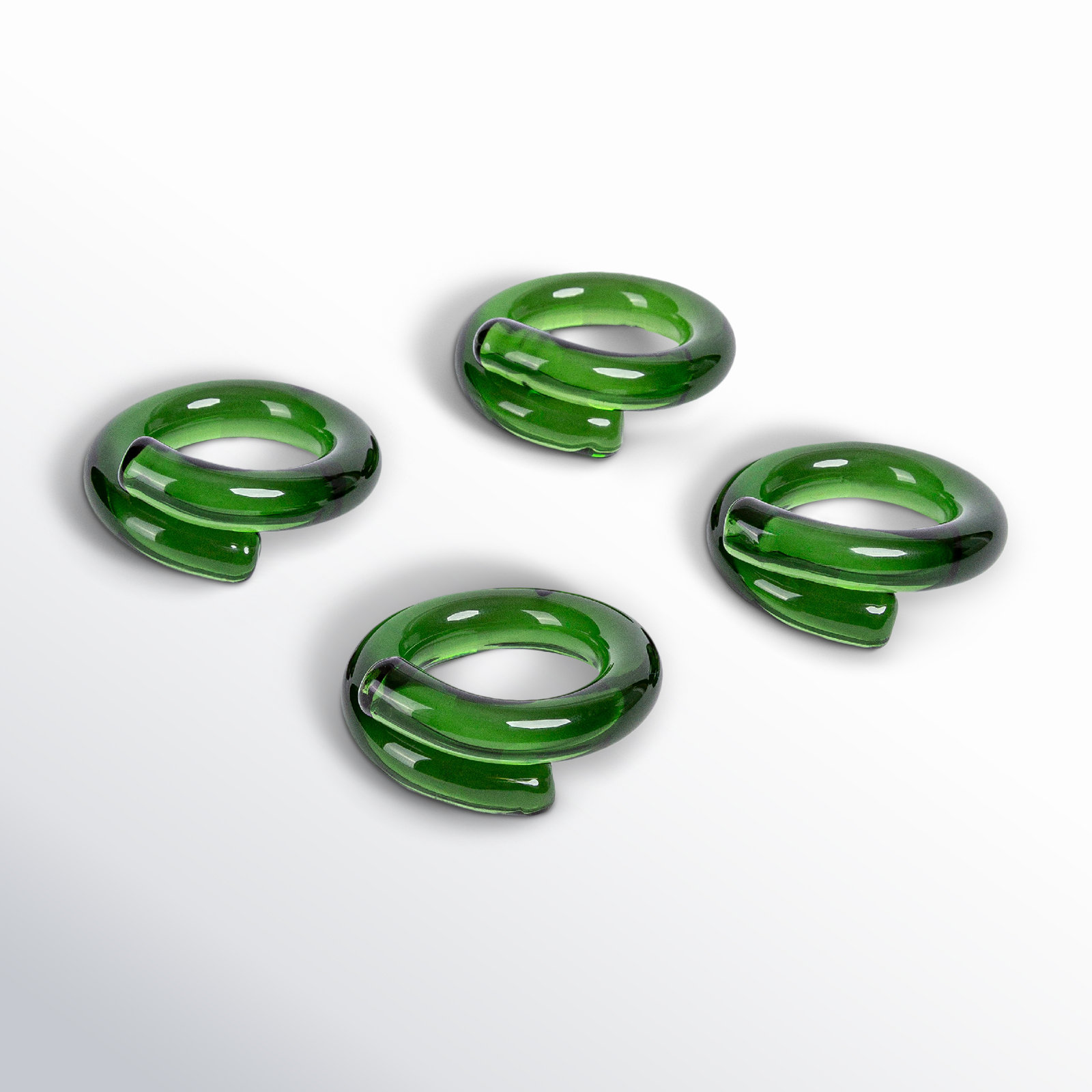 Over and Back Glass Napkin Rings, Green
