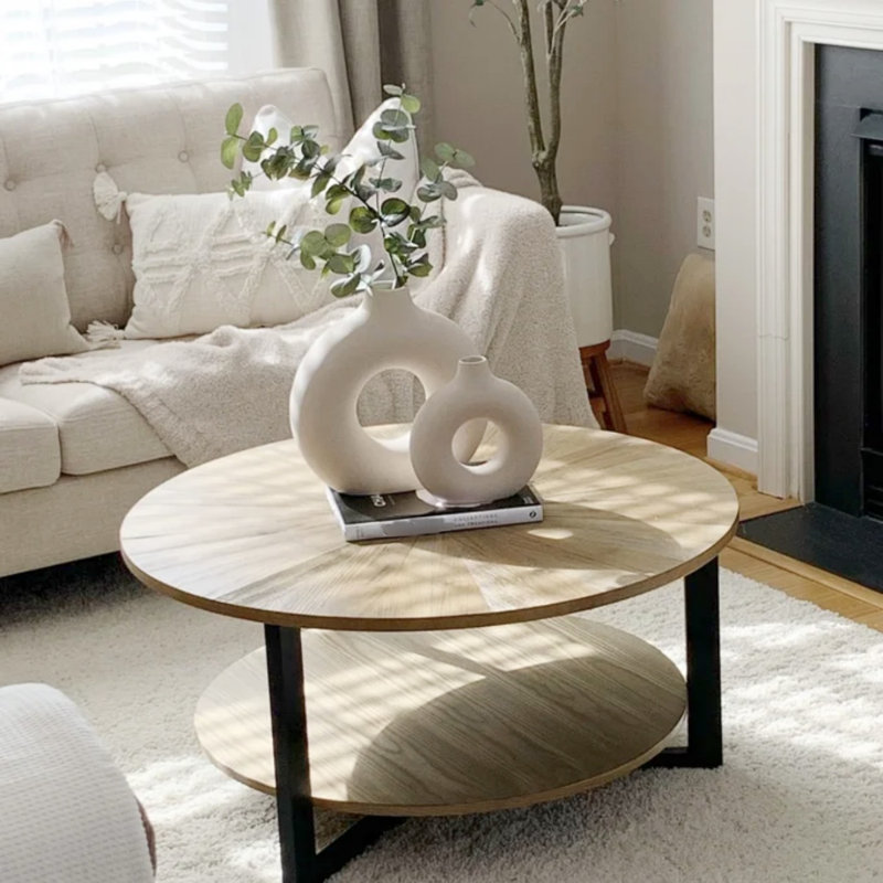 Nystrom Three Leg Coffee Table with Storage, Natural