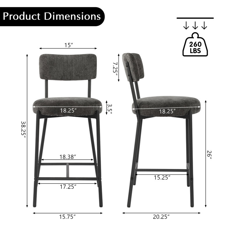 Tabouret de comptoir Altamonte, Gris foncé
