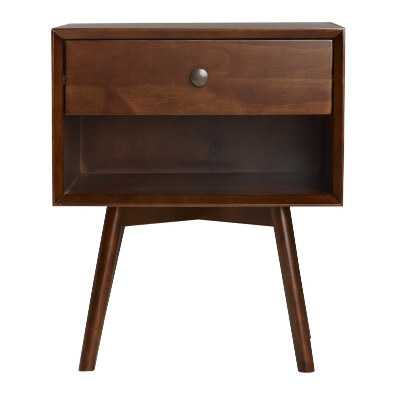 Solange 49.8cm W Bedside Table, Walnut, Walnut