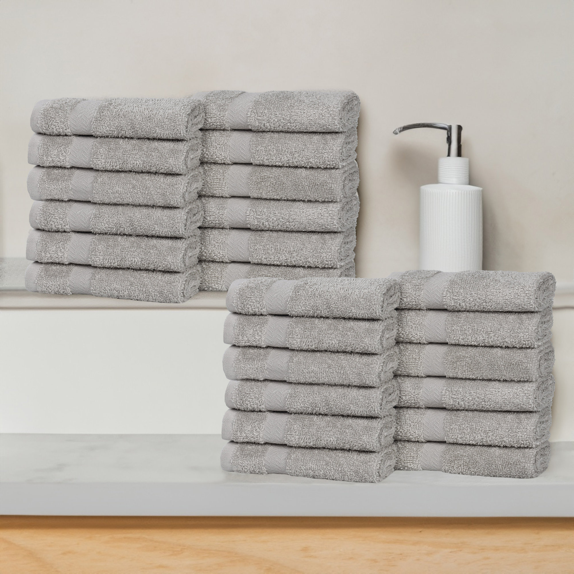 Franklin Cotton Lightweight Quick-Drying Face Towel Washcloth, Silver