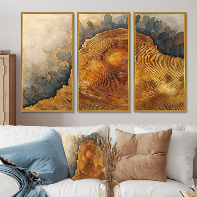 Paysage désertique avec cactus et glissade en bois I - Art mural désert - 3 panneaux