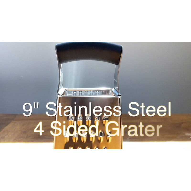 9" Stainless Steel 4-Sided Grater with Soft-Grip Handle