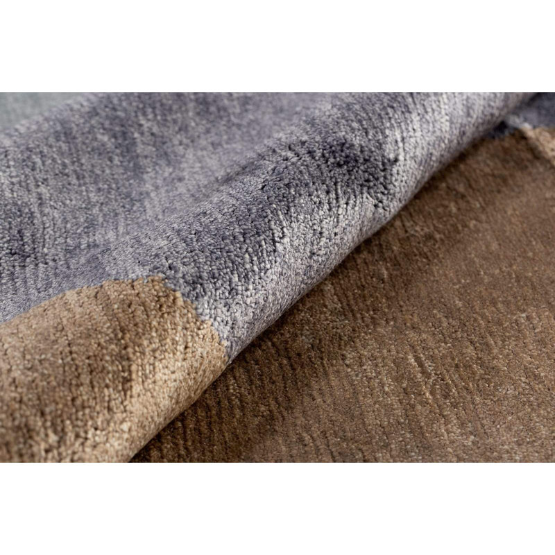 Delmonico Silk Abstract Area Rug in Blue/Brown/Natural/Purple, Rectangle 2' x 3'