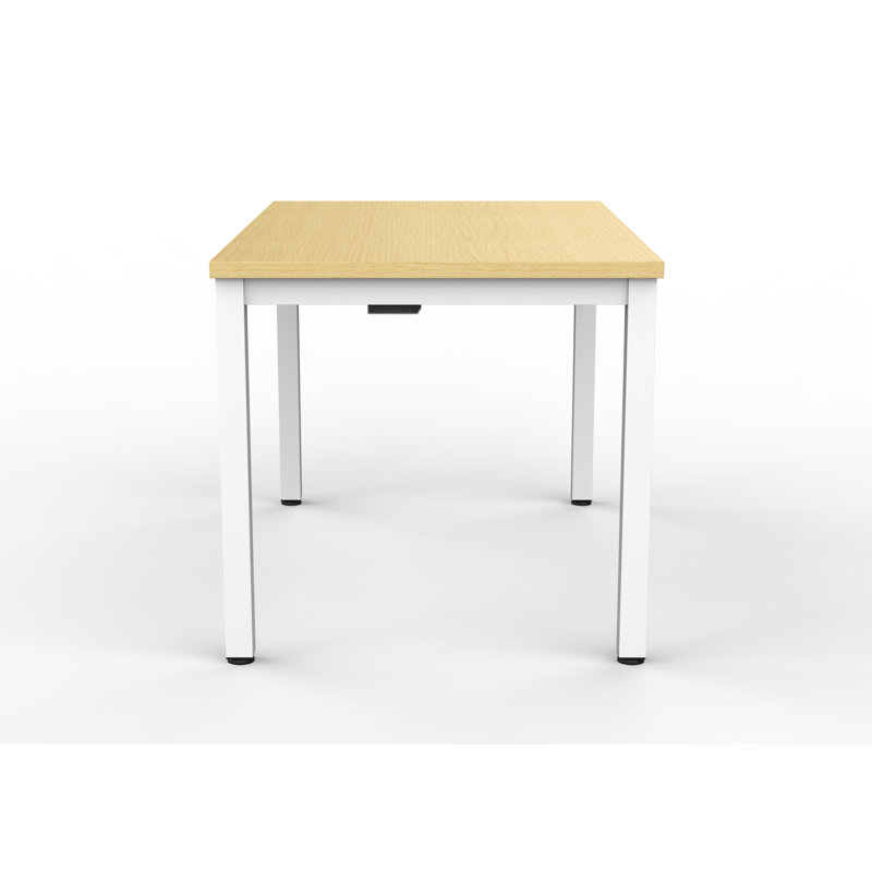Pinkert Rectangle Height Adjustable 120cm L Modular Training Table with Cable Management, Mapple, 74cm H x  140cm W x 80cm D