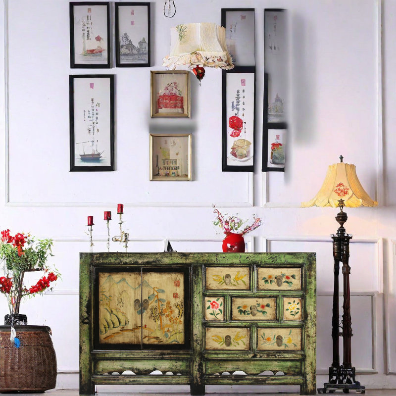 Armoire d'appoint en bois massif Retro Rustic Porch