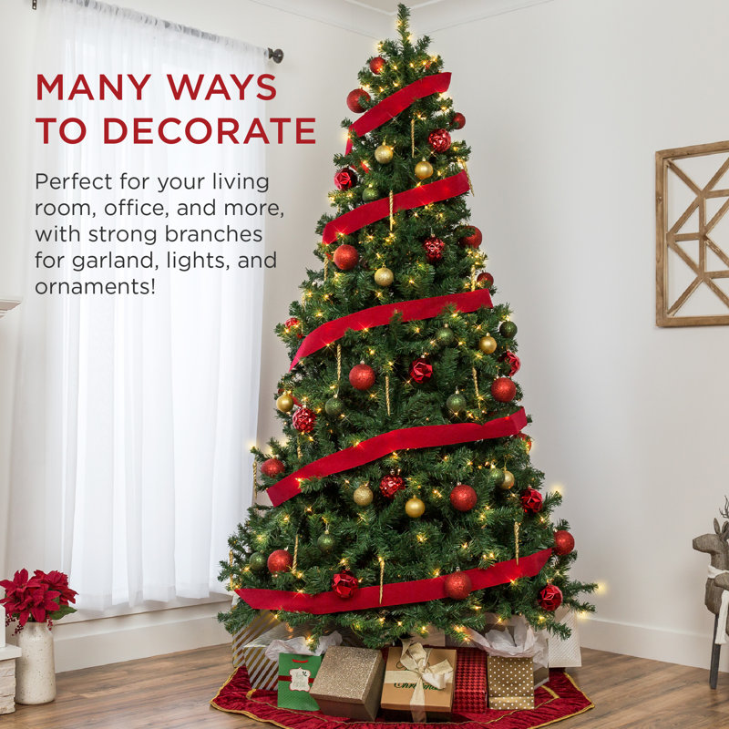Pre-Lit Spruce Hinged Artificial Christmas Tree w/ Incandescent Lights, Foldable Stand, 6ft