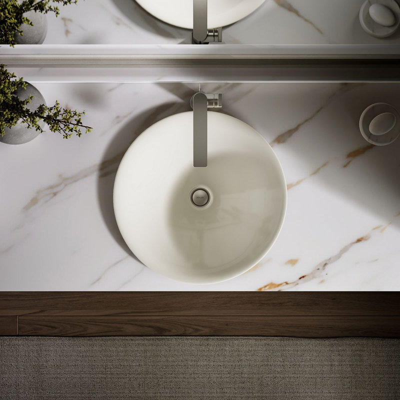Carillon Circular Vessel Bathroom Sink, Biscuit