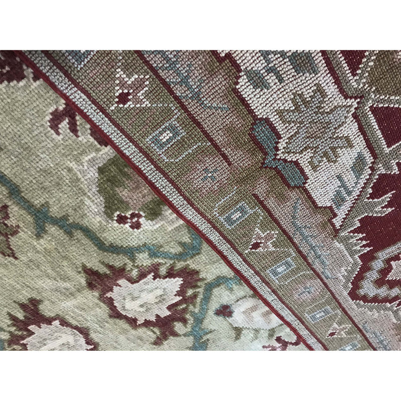 Wool Oriental Area Rug in Beige/Rust/Green