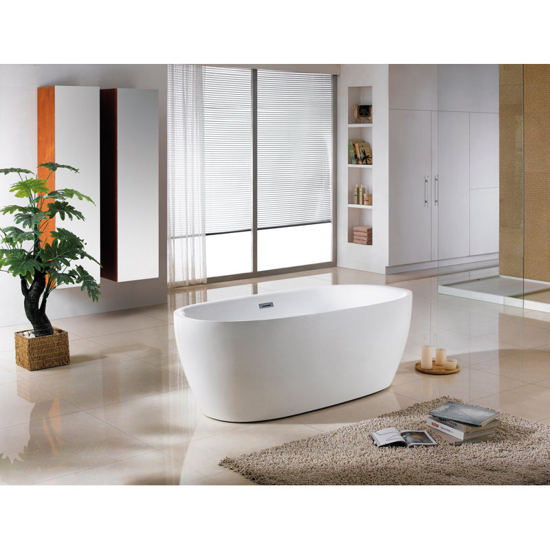 Baignoire de trempage autoportante à surface solide L 66 po x l 31 po