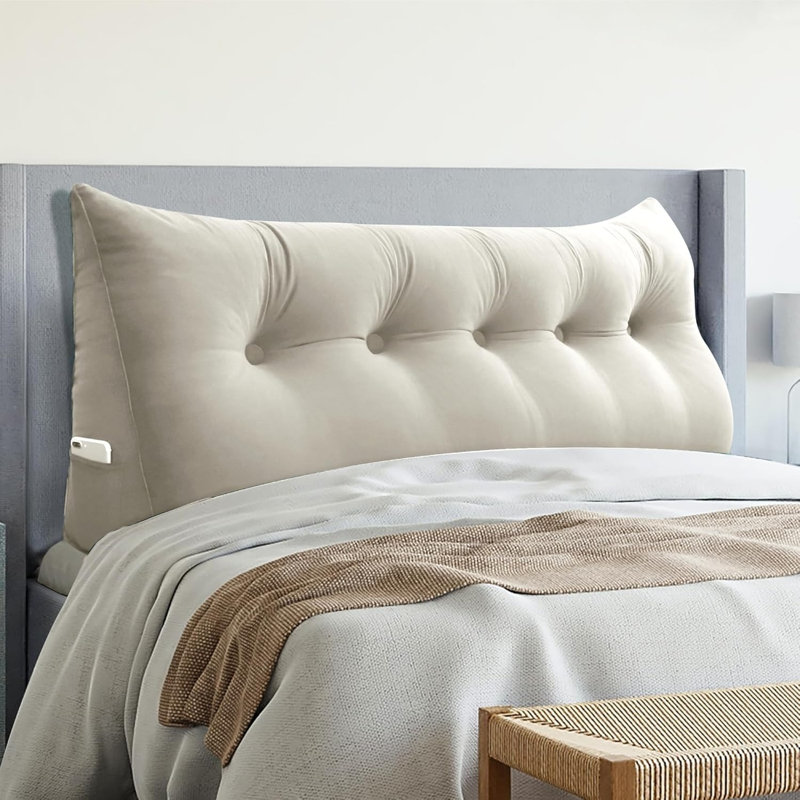 Reading Headboard Pillow , Ivory, 50cm H x 160cm W