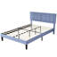 Structure de lit double Kempst, cadre de lit plateforme double rembourré avec tête de lit capitonnée à hauteur réglable, sommier robuste avec lattes de bois, aucun sommier requis, rangement sous le lit-63251646-91763213