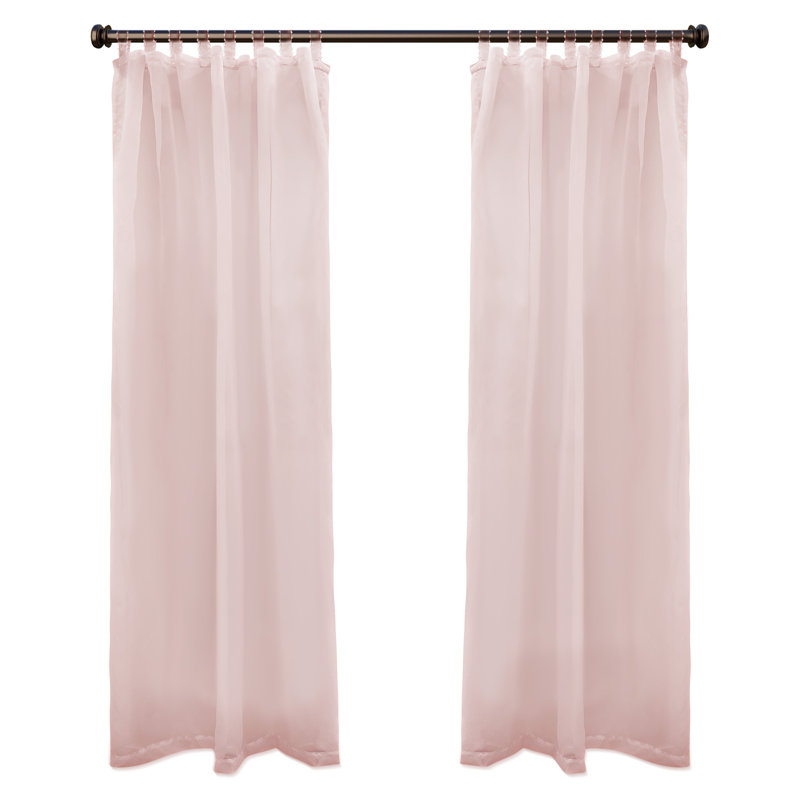 Voile Decorative Tab Top Curtain Pair, 52" W x 96" L, Light Pink