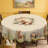 Vintage Easter Bunny Tablecloth - Plaid & Floral Wreath Printed Fabric Cover, Reusable Round/Rectangular Tablecloth for Easter Brunch, Spring Gatherings | Decorative Scalloped-Edge Tablecloth with Bunny & Egg Design, Fits Dining Tables-1354234772