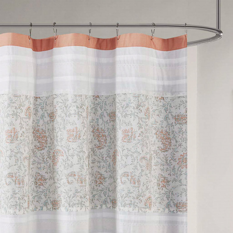 Rideau de douche en coton, Imprimé et reconstitué multi, Corail