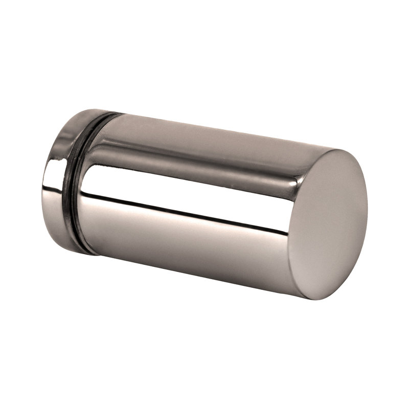 Bouton de porte de douche simple face Brixwell BSK212PN de style cylindrique pour finition en nickel poli de 1/4 po à 1/2 po (6 à 12 mm) d'épaisseur