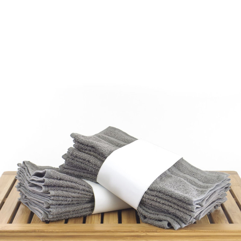 Ensemble de serviettes 24 débarbouillettes 100% coton, Gris