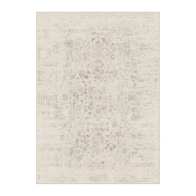 Suam Machine Washable Floral Indoor Area Rug With Non-Slip Backing