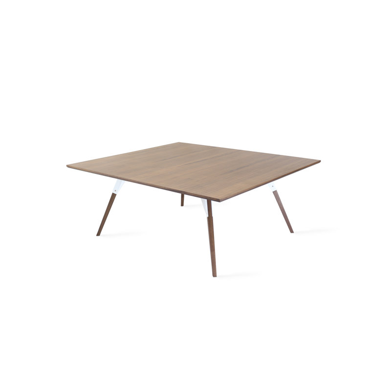 Coffee Table, 18" H x 46" L x 40" W, Walnut, White